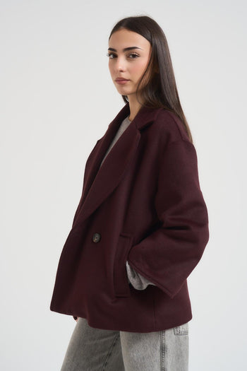 Cappotto donna misto lana bordeaux - 6