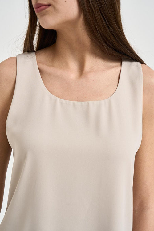 Top donna in tessuto fluido avorio - 2