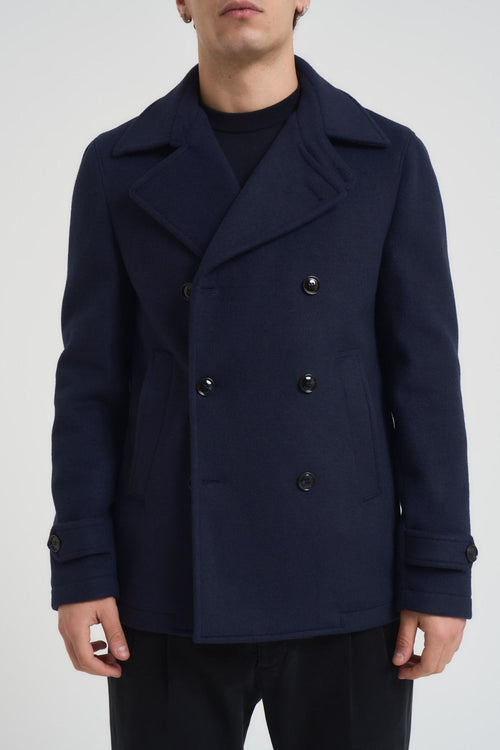 Cappotto uomo doppiopetto corto blu notte
