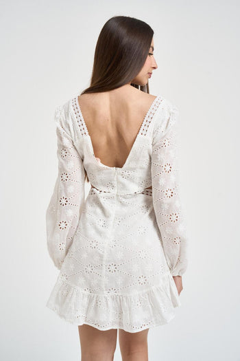 Abito donna traforato bianco - 4