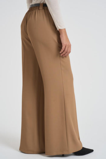 Pantalone donna flare cammello - 5