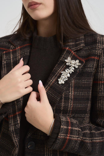 Giacca donna in check marrone - 3