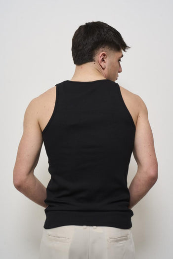 Men's black crew neck tank top - 4