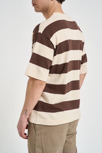 T-shirt uomo a righe panna e marrone - 3