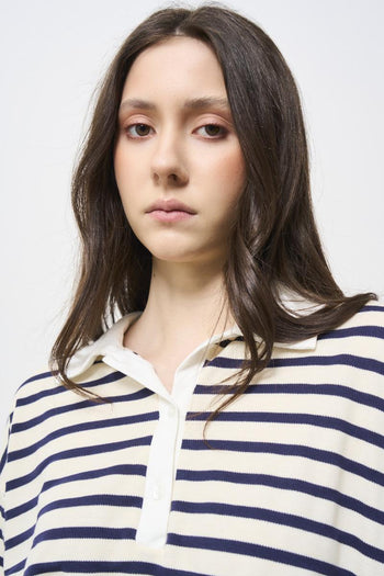 Polo donna blu a righe - 3