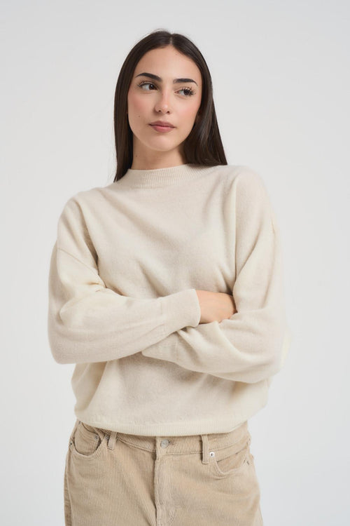 Maglia donna scollo a barca panna