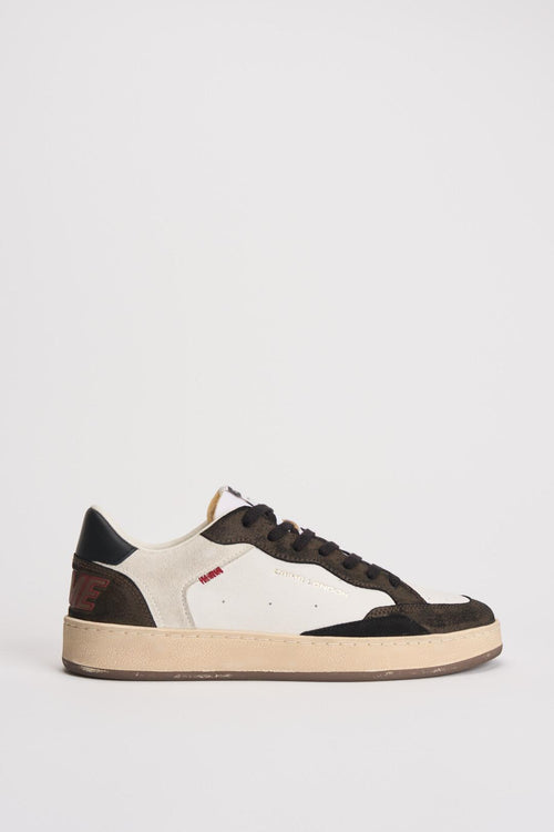 Sneakers uomo bianca e suede testa di moro