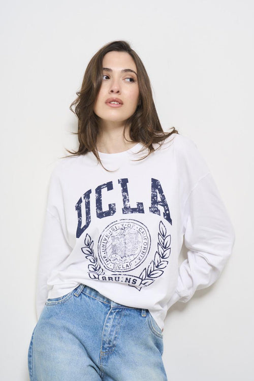 White women's sweatshirt with print