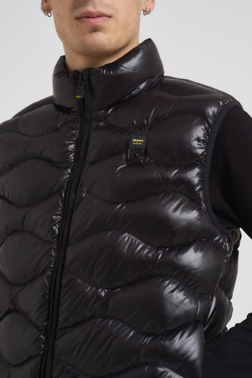 Gilet uomo trapuntato a onde blu - 2