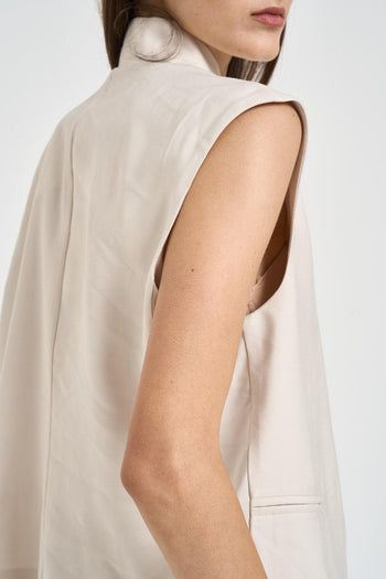 Gilet donna con bottone asimmetrico panna - 6