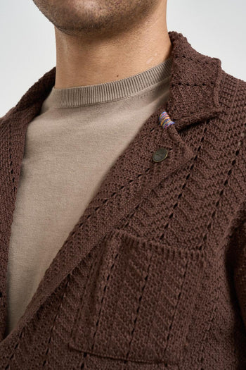 Giacca uomo in maglia marrone - 3