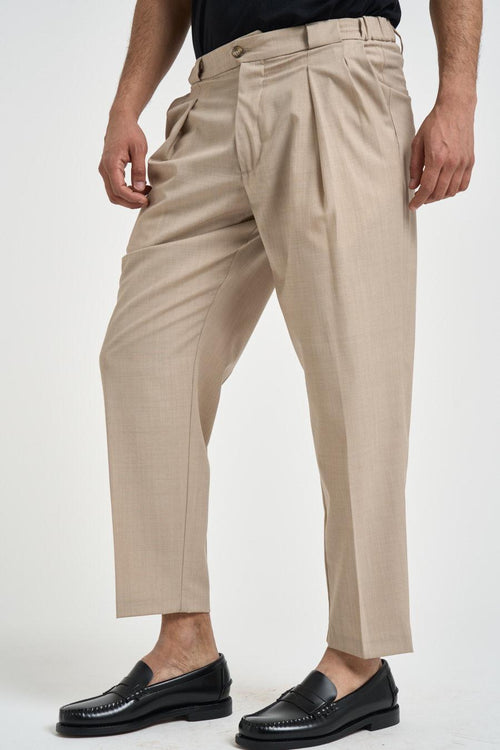 Pantalone uomo con pinces beige
