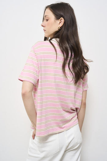 Polo donna a righe rosa - 4