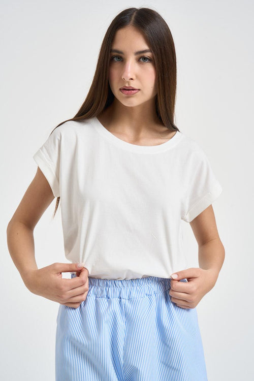 T-shirt donna con retro semitrasparente bianca