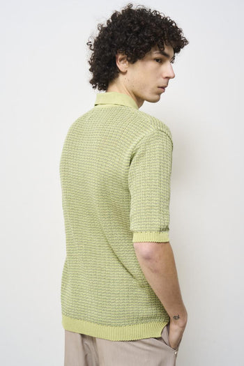 Polo uomo in maglia bicolor verde - 6