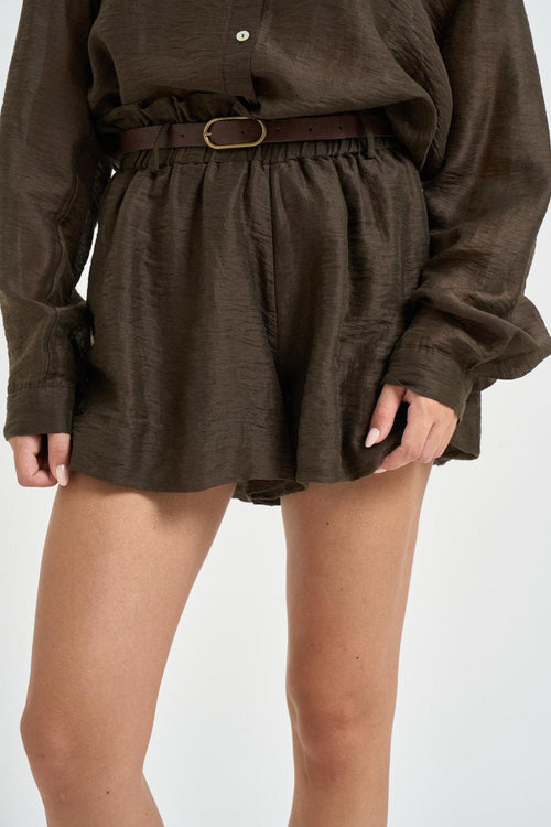 Shorts donna in cotone marrone - 1
