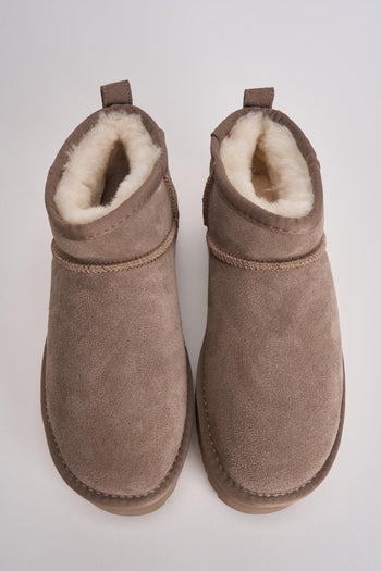 Stivale donna con suola platform in pelle scamosciata tortora - 6