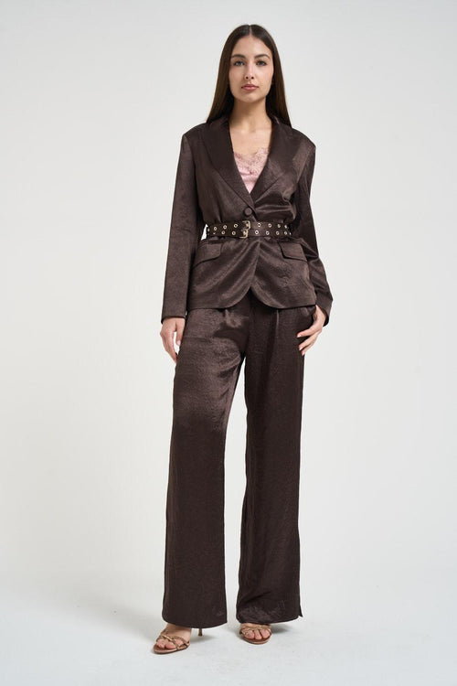 Giacca donna satinata marrone