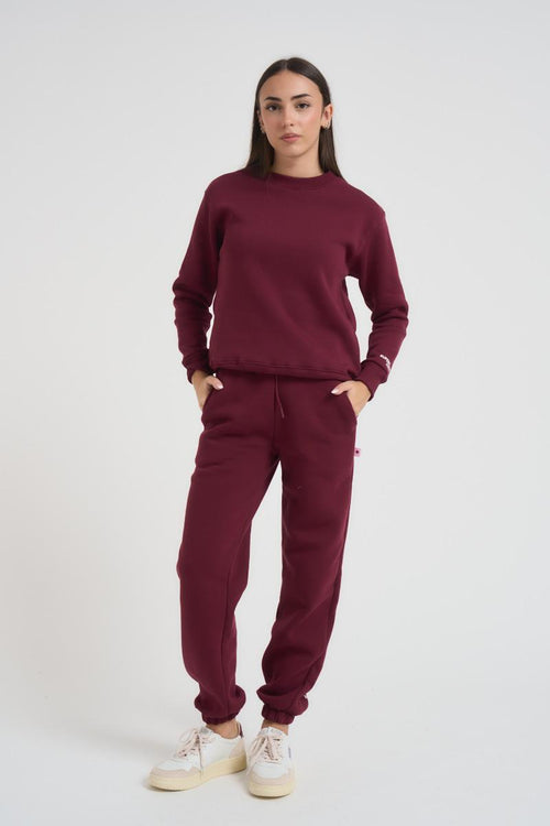 Felpa donna girocollo bordeaux