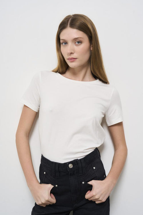 T-shirt donna bianca girocollo Multi - 1
