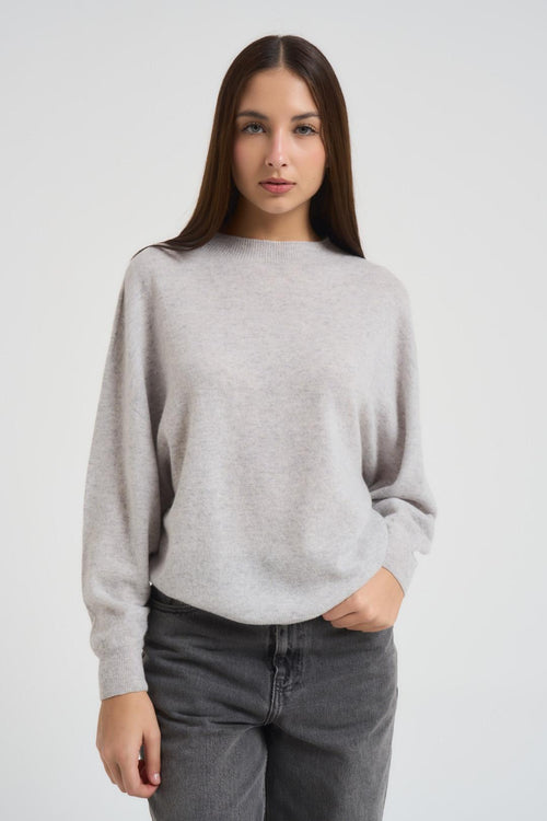 Maglia donna scollo a barca grigio chiaro