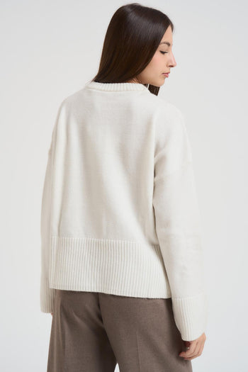 Maglia donna girocollo panna - 4