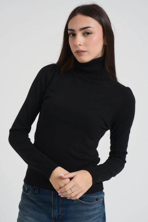 Maglia donna collo alto nera