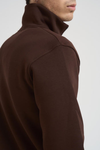 Felpa uomo mezza zip marrone - 5