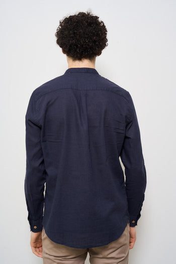 Camicia uomo alla coreana blu - 5