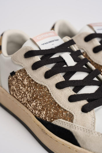 Sneakers donna bianca e glitter dorati - 9