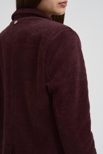 Blazer donna in velluto a coste bordeaux - 4