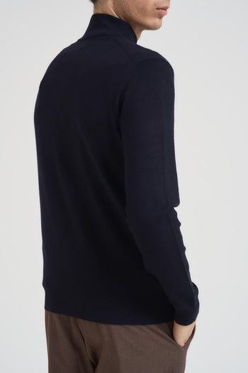 Maglia uomo con zip blu - 3
