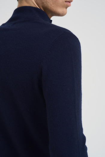 Cardigan uomo mezzo collo blu - 4