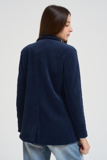 Giacca donna in velluto a coste blu - 4