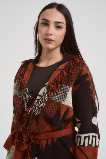 Cardigan donna in maglia multicolor - 3