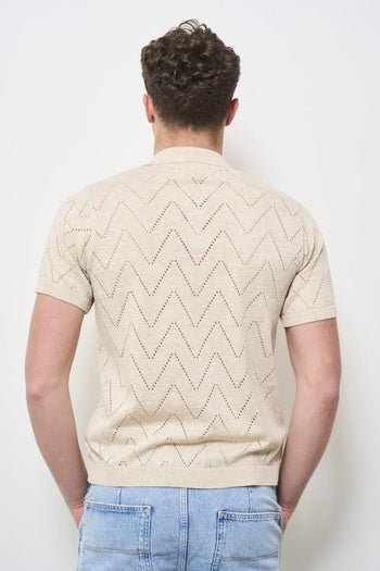 Polo uomo traforata beige - 4
