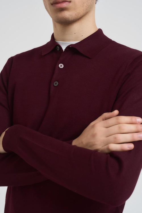 Polo uomo con bottoni bordeaux - 2