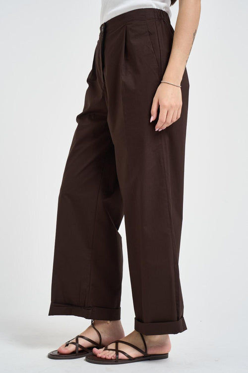 Pantalone donna con pinces marrone - 2