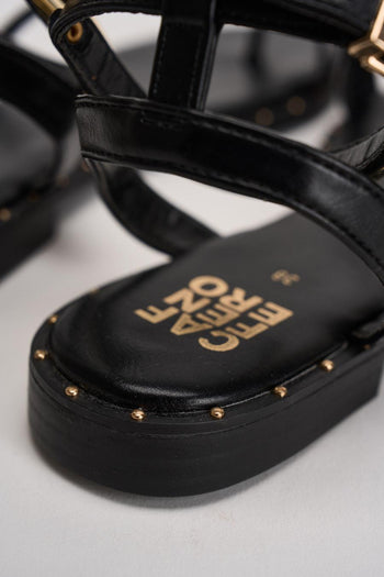 Sandalo donna nero con anello oro - 8