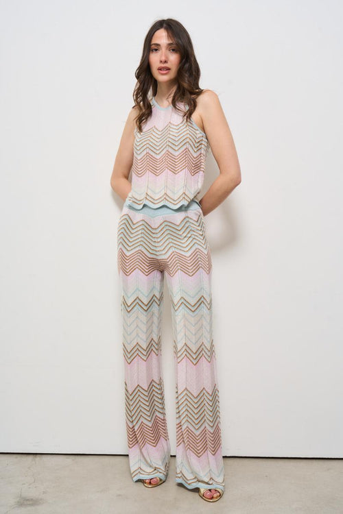 Pantalone donna in maglia multicolor - 1