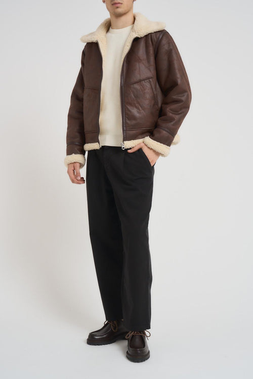 Giubbotto uomo in ecopelle marrone