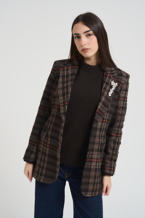 Giacca donna in check marrone - 2