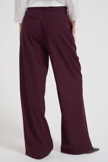 Pantalone ampio donna con pence bordeaux - 3
