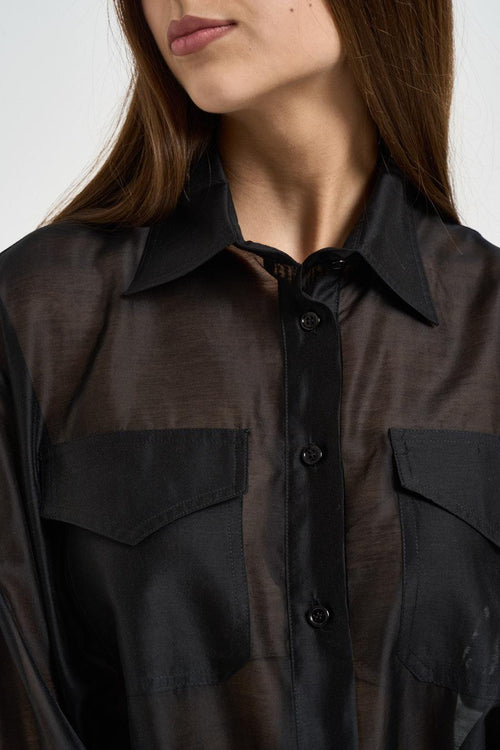 Camicia donna semitrasparente nera - 2