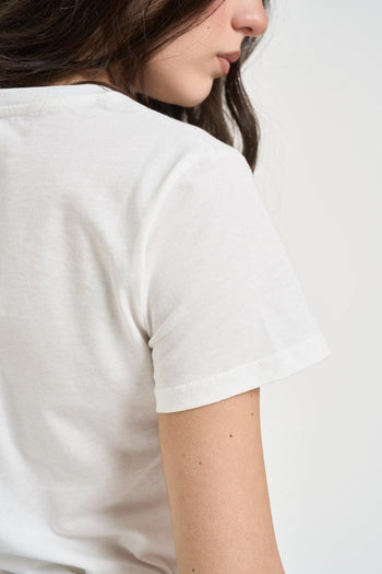 T-shirt donna bianca con ricamo colorato - 4