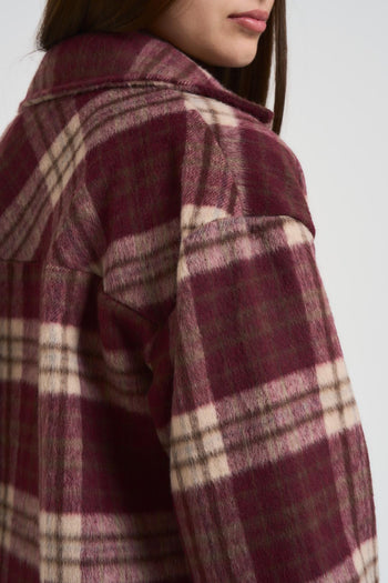 Camicia donna over a quadri vino - 6