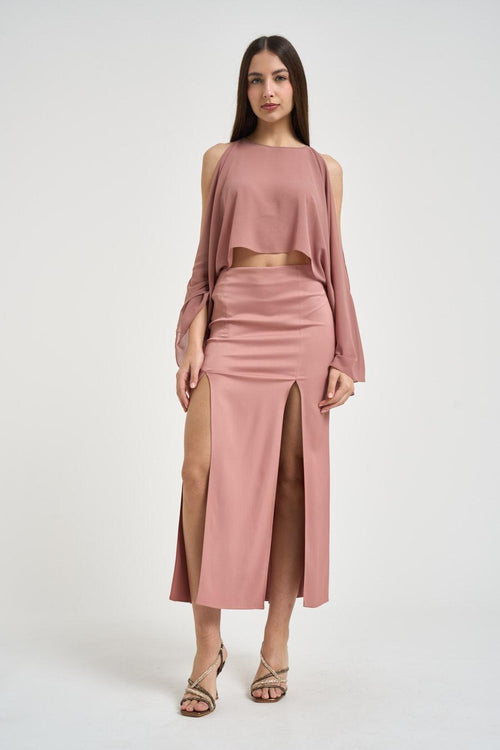 Blusa donna cut-out rosa antico