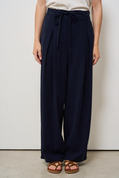 Pantalone donna blu con coulisse