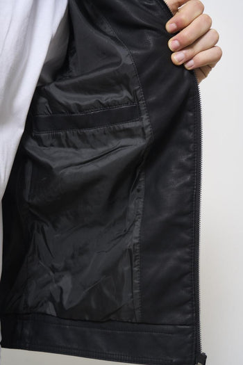 Giubbotto uomo ecopelle nero - 7