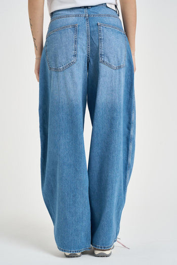 Jeans donna largo in denim blu - 4